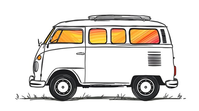 recommend clip art: Summer vacation concept, Travel to the beach van on white background 
