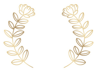 Png wreath watercolor floral ornament gold luxury style