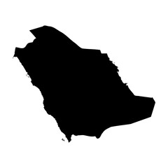 Saudi Arabia high detailed vector representation of country silhouette in solid black on white background. For educational, decorative, or informational use showcasing the national outline.