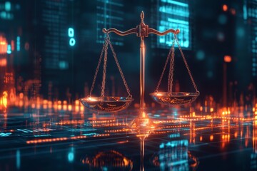 Symbolic representation of balance with scales and graphs