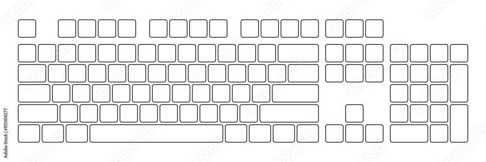 Poster Computer keyboard button layout template for graphic use. Modern computer keyboard. Vector illustration