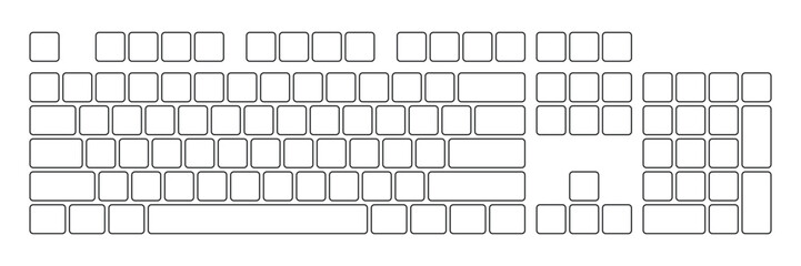 Computer keyboard button layout template for graphic use. Modern computer keyboard. Vector illustration