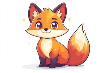 Obraz premium Cute colorful fox character illustration with outline.