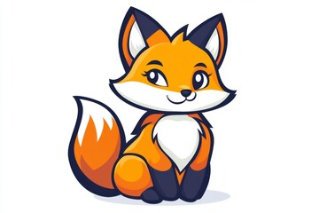 Obraz premium Cute colorful fox character illustration with outline.