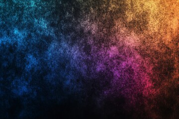 Fototapeta premium A grainy, dark noise texture background with a glowing color gradient wave in shades of blue, purple, and orange