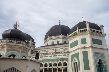Masjid Raya Al-Mashun, The grand mosque of Medan City. Landmark and the biggest mosque in Medan, North Sumatra, Indonesia.