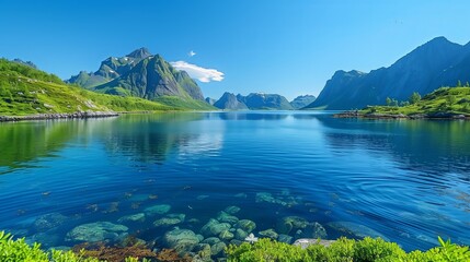 winter long exposure wide angle photography in a cold region with sea and mountains
