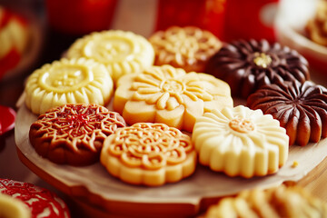 Chinese new year assorted traditional treats for celebrations. 