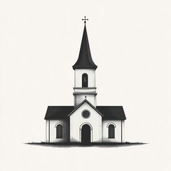 Simple grayscale illustration of a church.