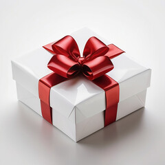 Obraz premium a white box with a red ribbon and a bow 