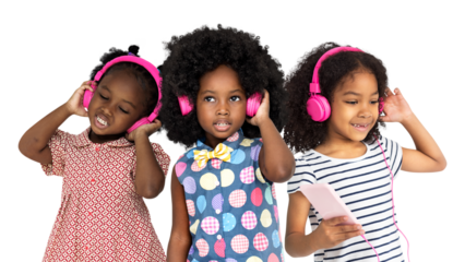 Png kids dancing to music sticker, transparent background