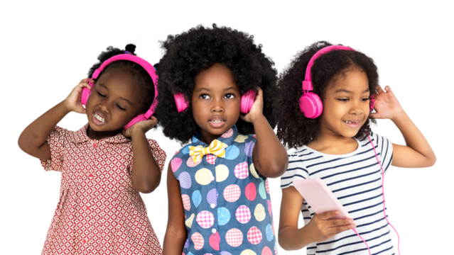 Png kids dancing to music sticker, transparent background