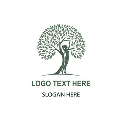 Obraz premium Tree leaf human logo on white background