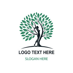 Obraz premium Tree leaf human logo on white background