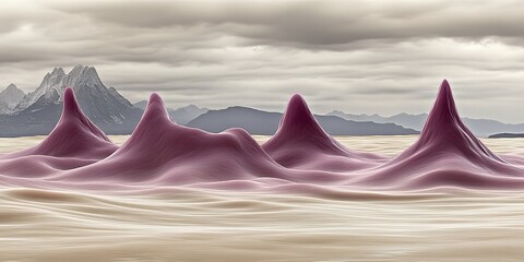 Surreal Pink Mountainscape Abstract Nature Landscape Fantasy Art
