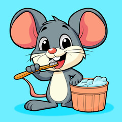 A mouse brushing its teeth