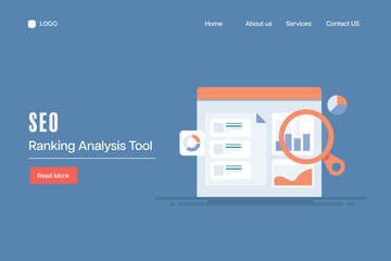 SEO website rank monitoring software tool, data display on business analytics dashboard concept.