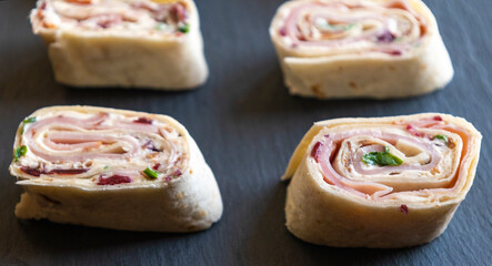 Turkey Bacon Cranberry Pinwheel Holiday Appetizer