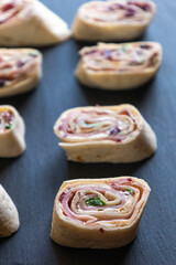 Turkey Bacon Cranberry Pinwheel Holiday Appetizer