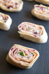 Turkey Bacon Cranberry Pinwheel Holiday Appetizer