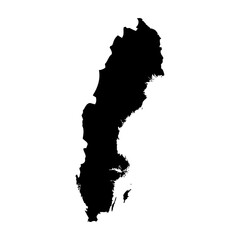 Sweden high detailed vector representation of country silhouette in solid black on white background. For educational, decorative, or informational use showcasing the national outline.