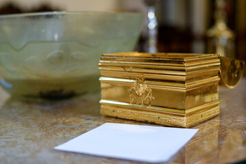 Accessories in the Orthodox church for the holy rite of baptism.