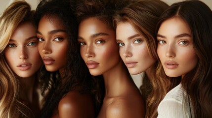 Obraz premium Diverse beauty showcase studio portrait photography natural light close-up empowering representation of women