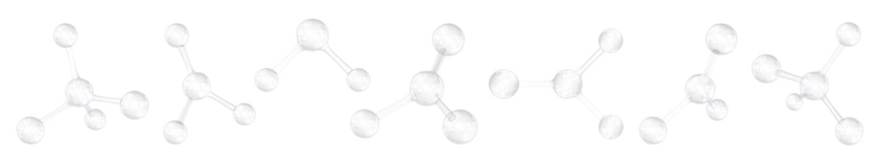 PNG 3D transparent clear molecule  cut out element set