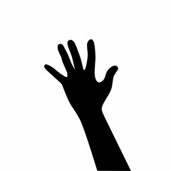 hand silhouette, waving, gesture asking for help. Vector illustration isolated on white background