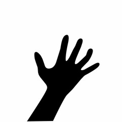 Fototapeta premium hand silhouette, waving, gesture asking for help. Vector illustration isolated on white background