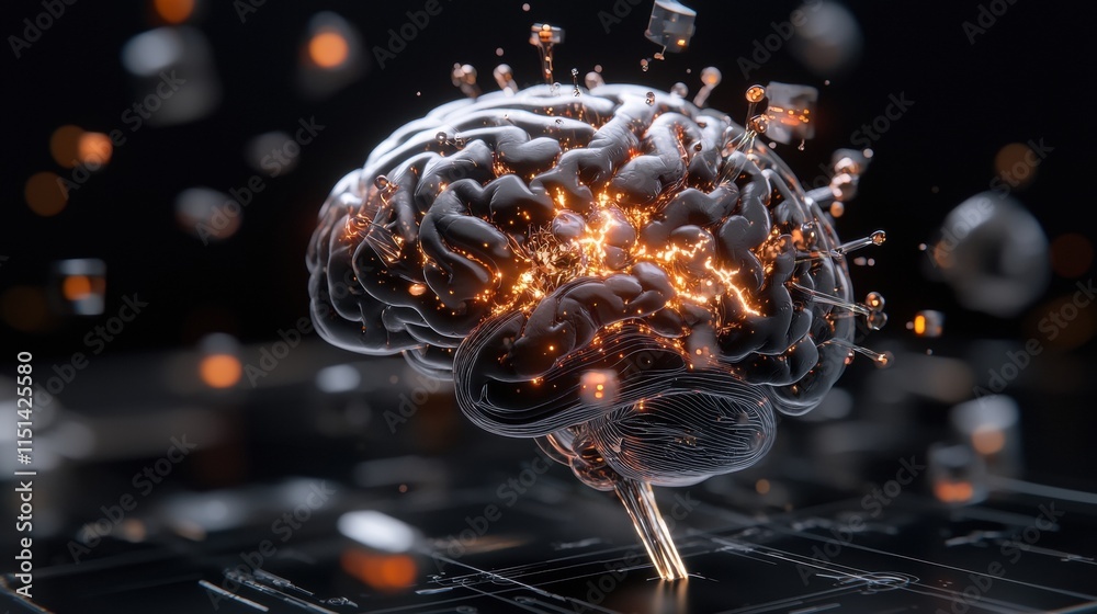 Poster neural connections futuristic brain visualization digital realm 3d rendering abstract environment