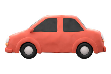 Car icon  png sticker, 3D clay texture design, transparent background
