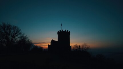 Obraz premium Castle Silhouette Against Dark Sky