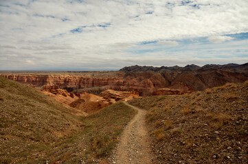 beautiful landscape, trail leading to canyons