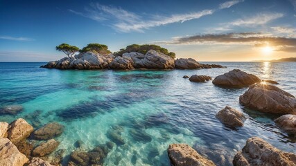 Stunning Landscape of the Tranquil Blue Sea and Clear Waters