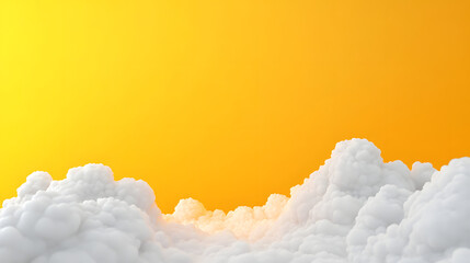 abstract minimal yellow background with white clouds, hat top view for wallpaper with copy space