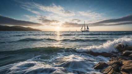 Stunning Landscape of the Tranquil Blue Sea and Clear Waters