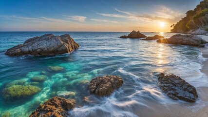 Stunning Landscape of the Tranquil Blue Sea and Clear Waters
