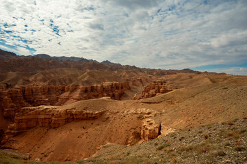 beautiful landscape, orange canyon mountains and cloudy sky