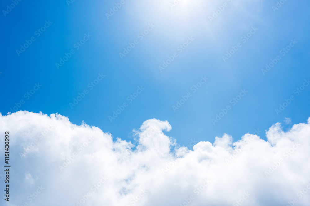 Wall mural beautiful blue sky with white clouds. nature background