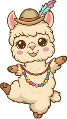 Obraz premium A cute, kawaii spiritual llama, vector, no background