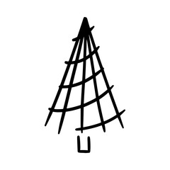 Hand drawn Christmas tree. Xmas tree isolated on a white background. Vector illustration