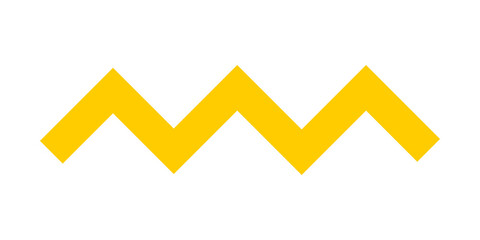 Yellow line png sticker, zigzag, transparent background