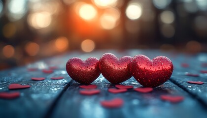 
A group of hearts on a table for Happy Valentine's Day