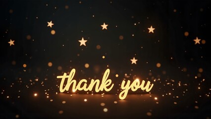 Elegant Gold Script Thank You with Glitter and Stars