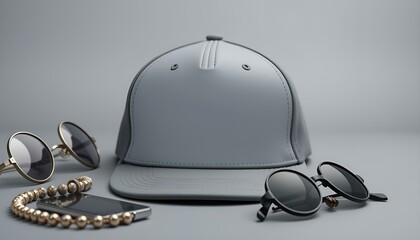 Obraz premium black and white baseball cap and sunglasses