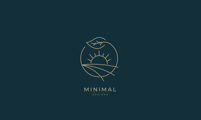 Circle leaf with sunrise and fields logo 