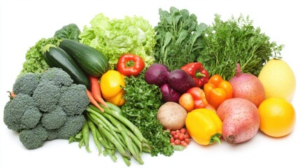 Vibrant Assortment of Fresh Fruits and Vegetables, A Colorful Bounty of Nature's Goodness