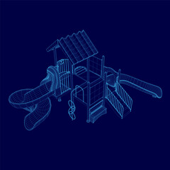 Wireframe playground outline. Isometric view. Vector illustration. 3D
