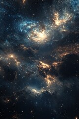 Fototapeta premium Space scene with stars in the galaxy. Panorama. The universe is filled with stars, nebulae and galaxies. high detail. 